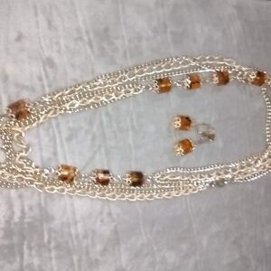 Sarah Coventry Gold Necklace with Amber Beads